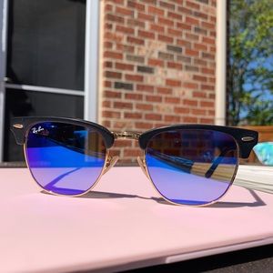 RAY-BAN foldable Clubmaster Sunglasses Blue lens